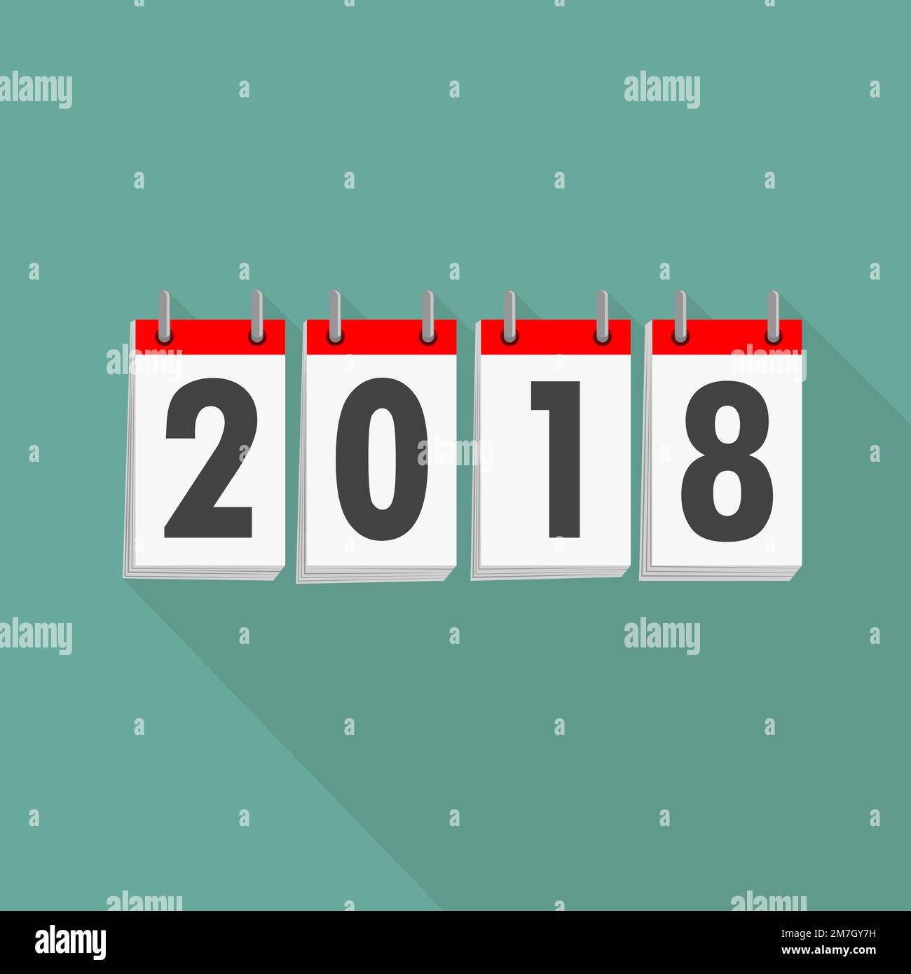 Calendar icon 2018 in flat design. Vector illustration. Happy New Year 2018 Stock Vector