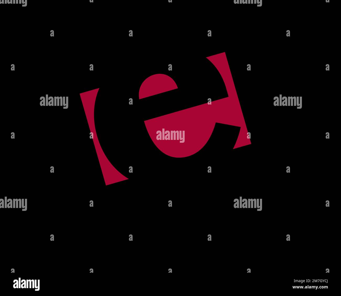 Erlang programming language, rotated logo, black background Stock Photo