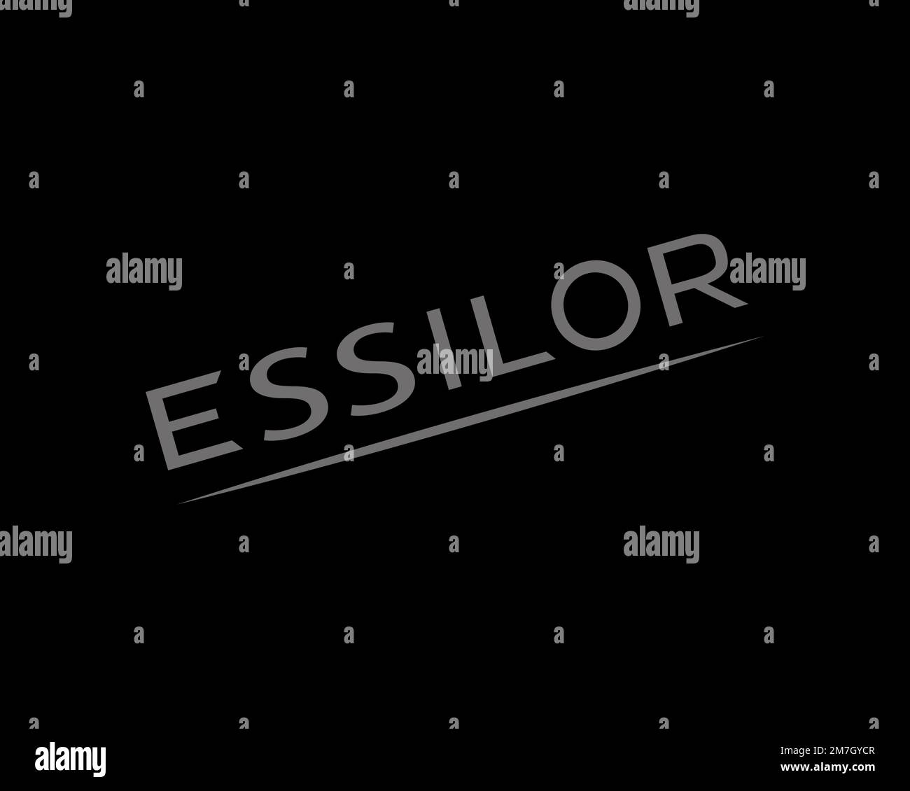Essilor, rotated logo, black background Stock Photo Alamy