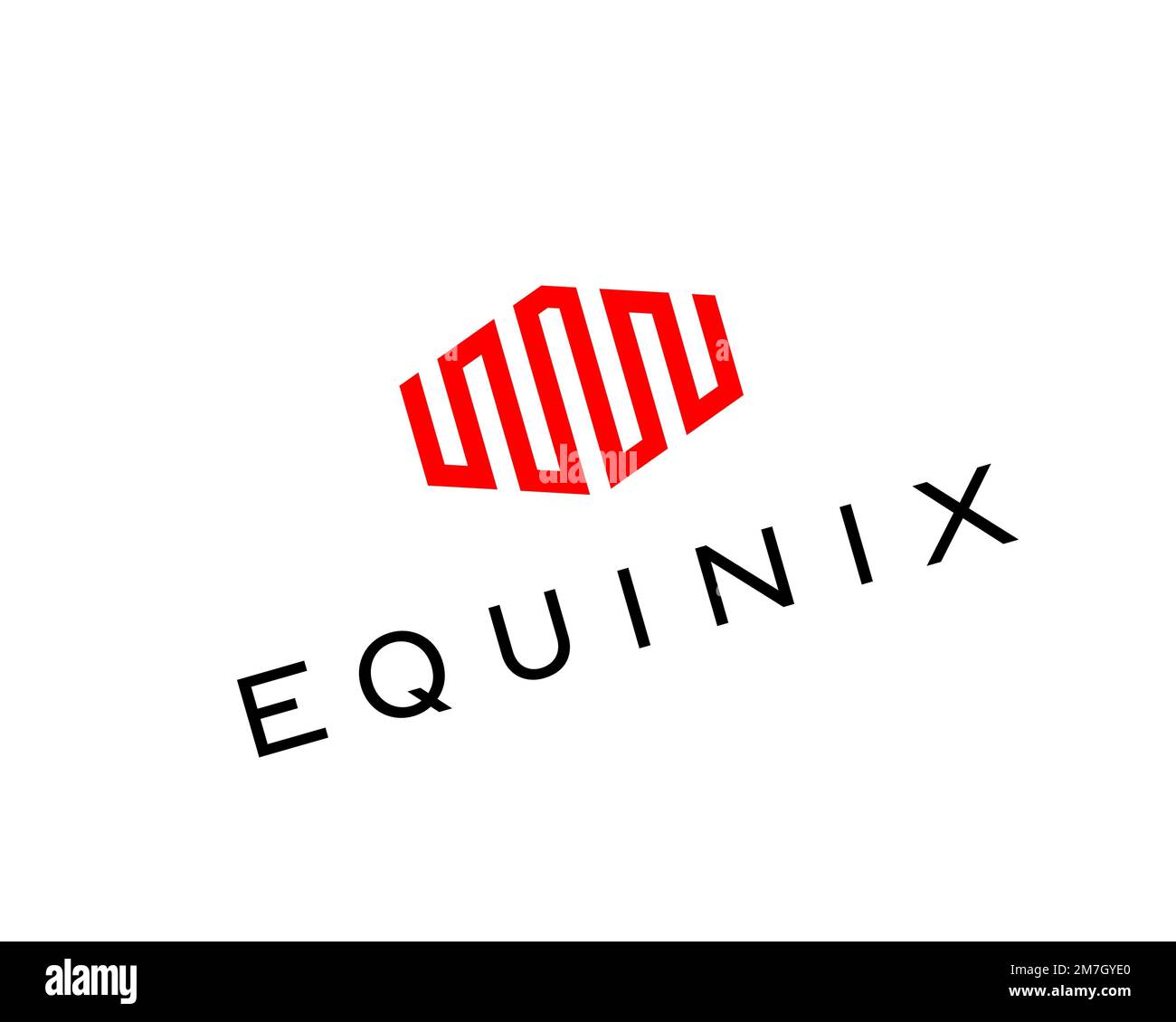 Equinix, rotated logo, white background Stock Photo