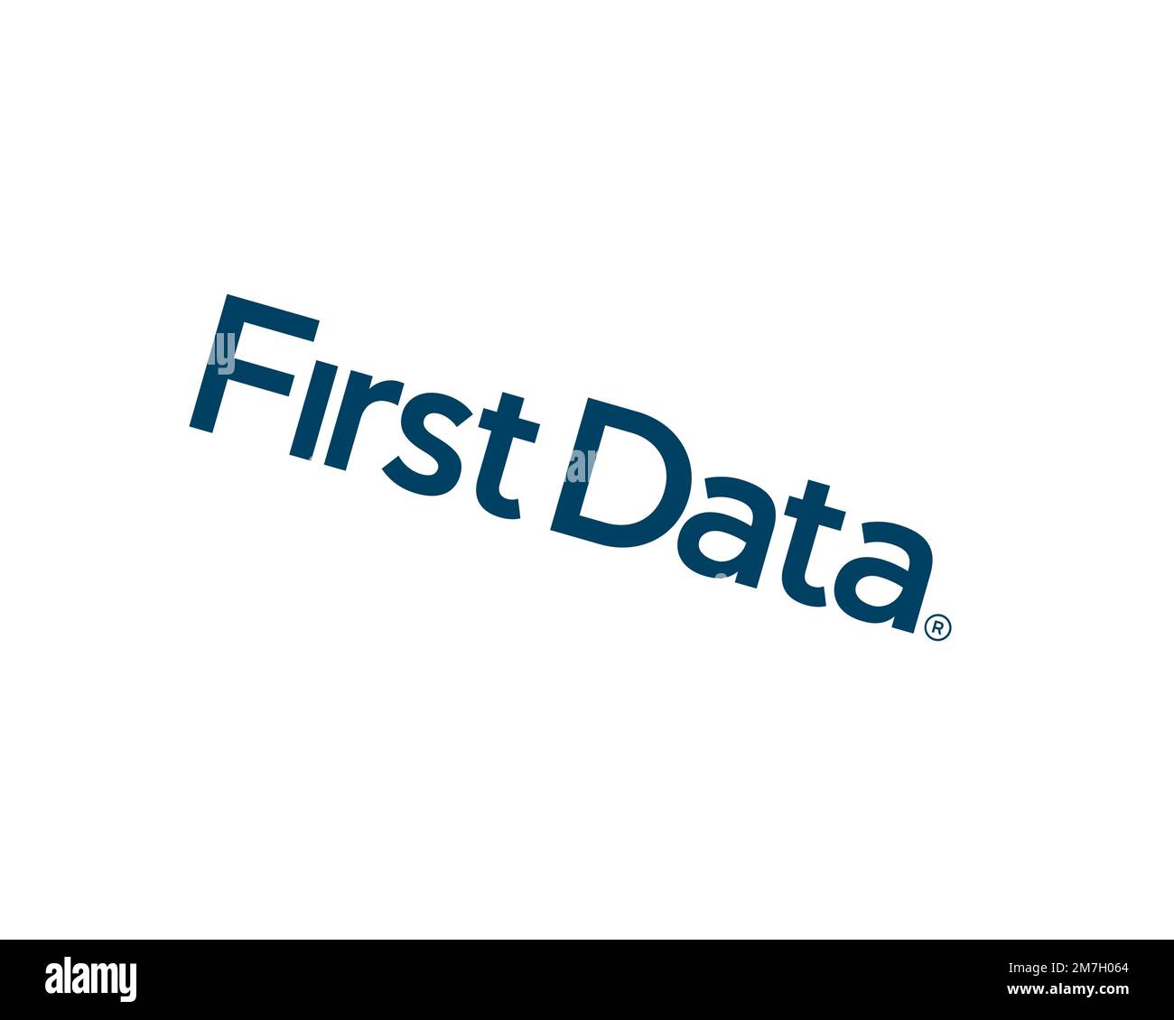 First Data, rotated logo, white background B Stock Photo Alamy