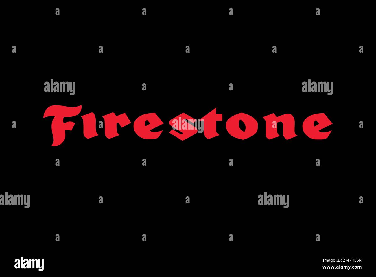 Firestone Tire and Rubber Company, Logo, Black Background Stock Photo