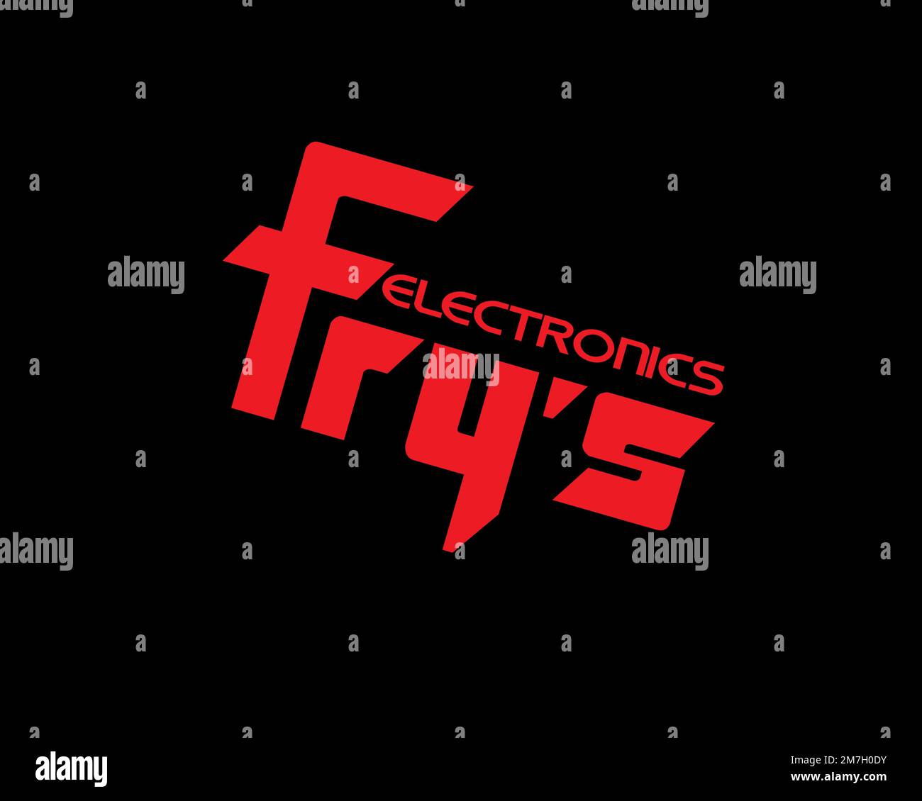 Fry's Electronics, Rotated Logo, Black Background B Stock Photo Alamy