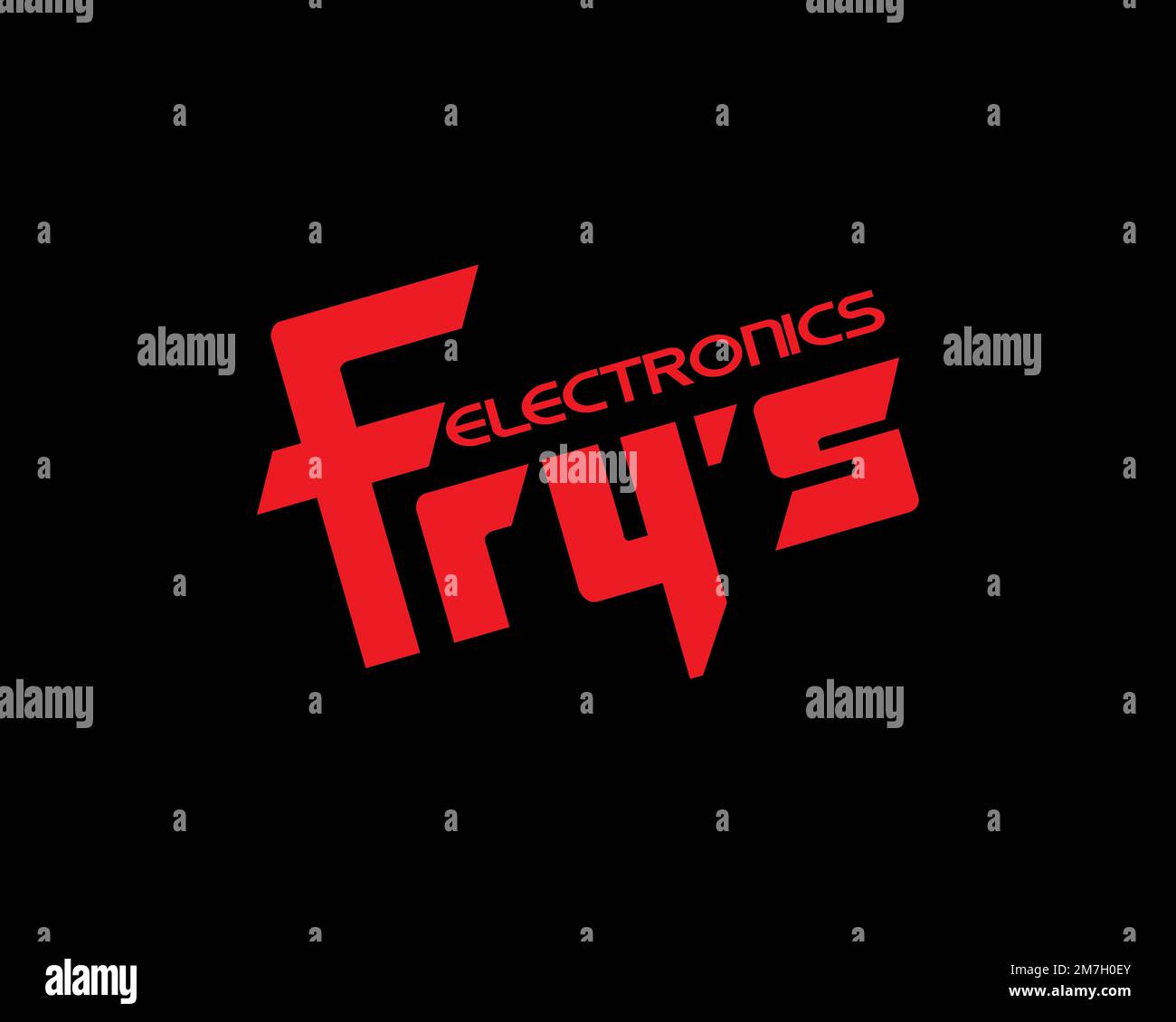 Fry's Electronics, Rotated Logo, Black Background Stock Photo Alamy