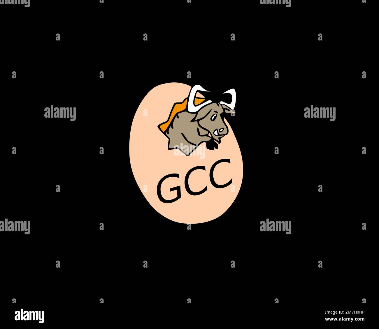 Gnu compiler collection rotated logo black background stock photo alamy