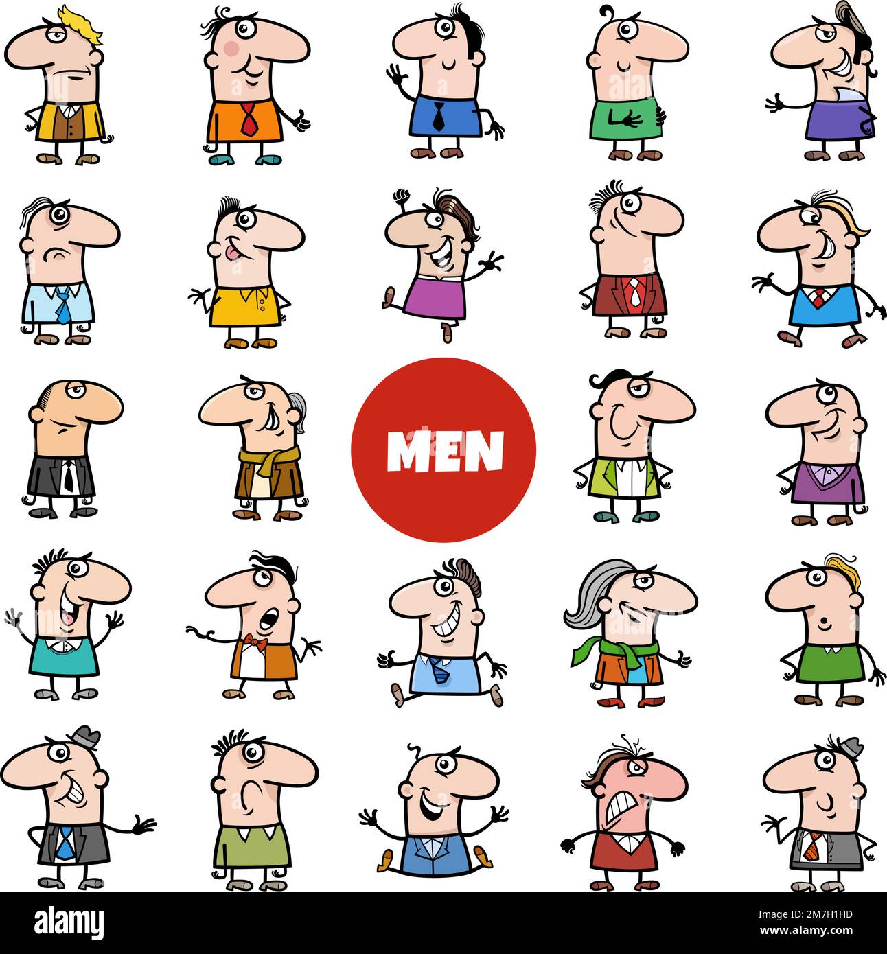 Cartoon Illustration Of Funny Men Comic Characters Big Set Stock Vector 