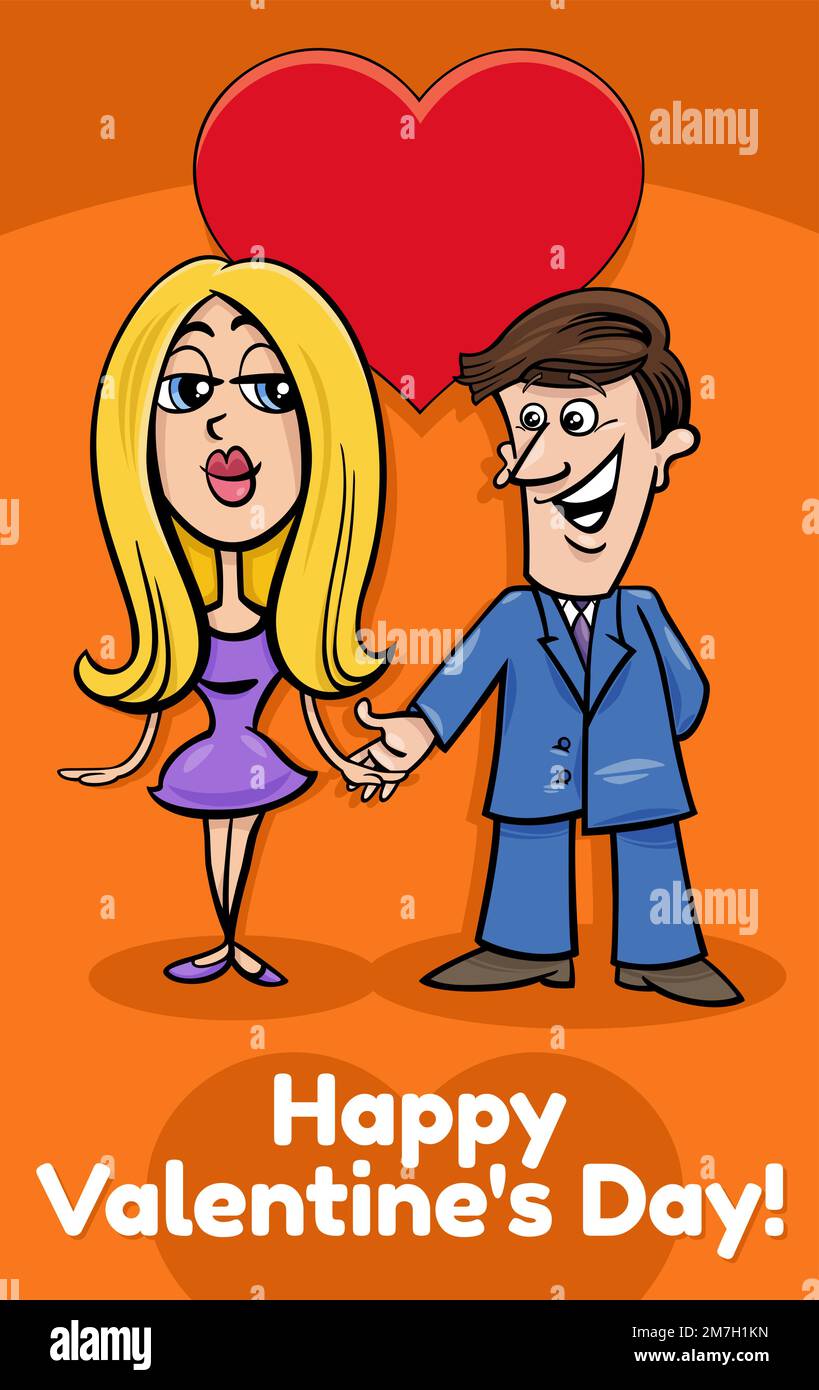 Valentines Day greeting card cartoon illustration with comic couple in love  Stock Vector Image & Art - Alamy