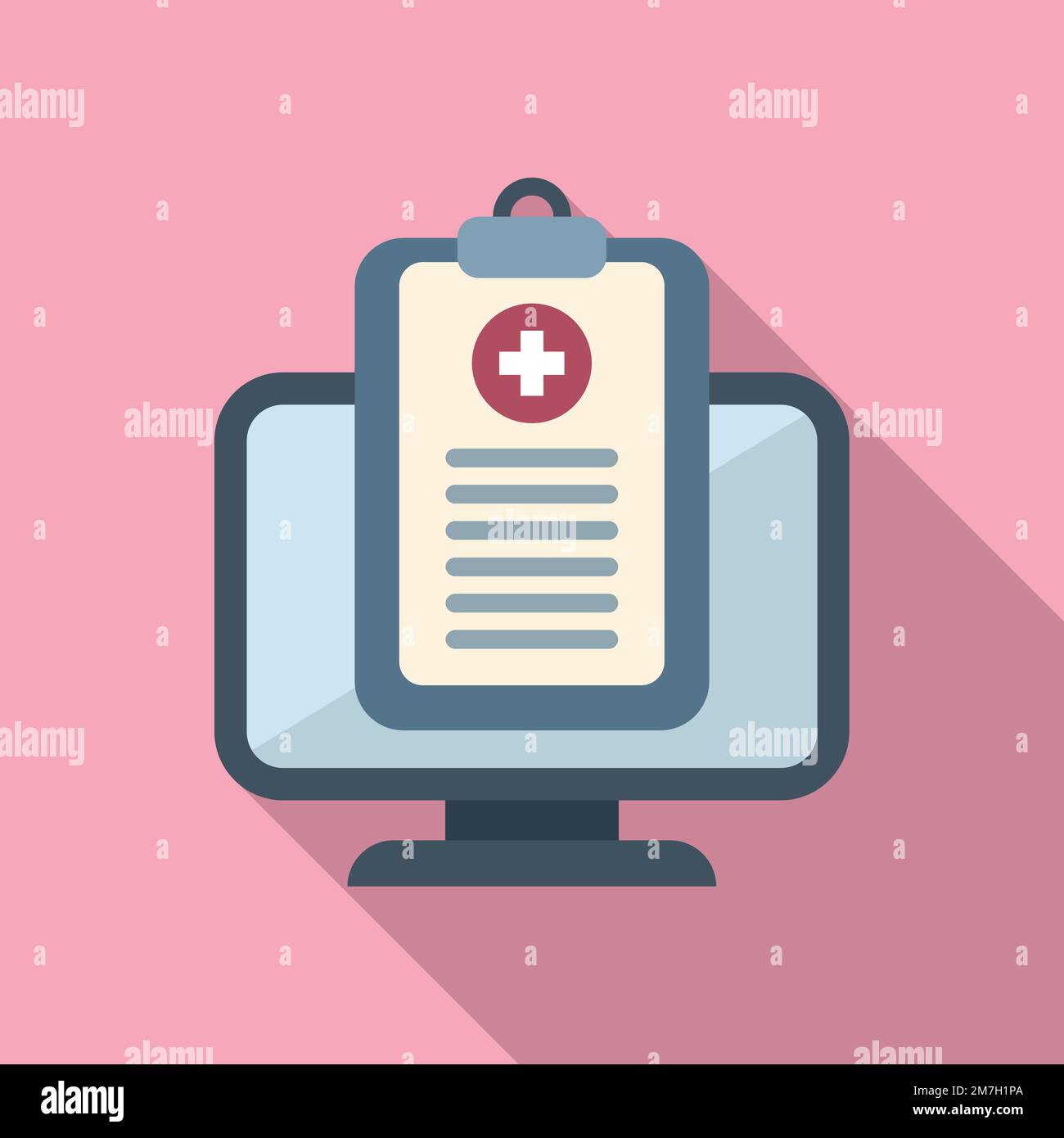 Medical card report icon flat vector. Computer electronic. Health