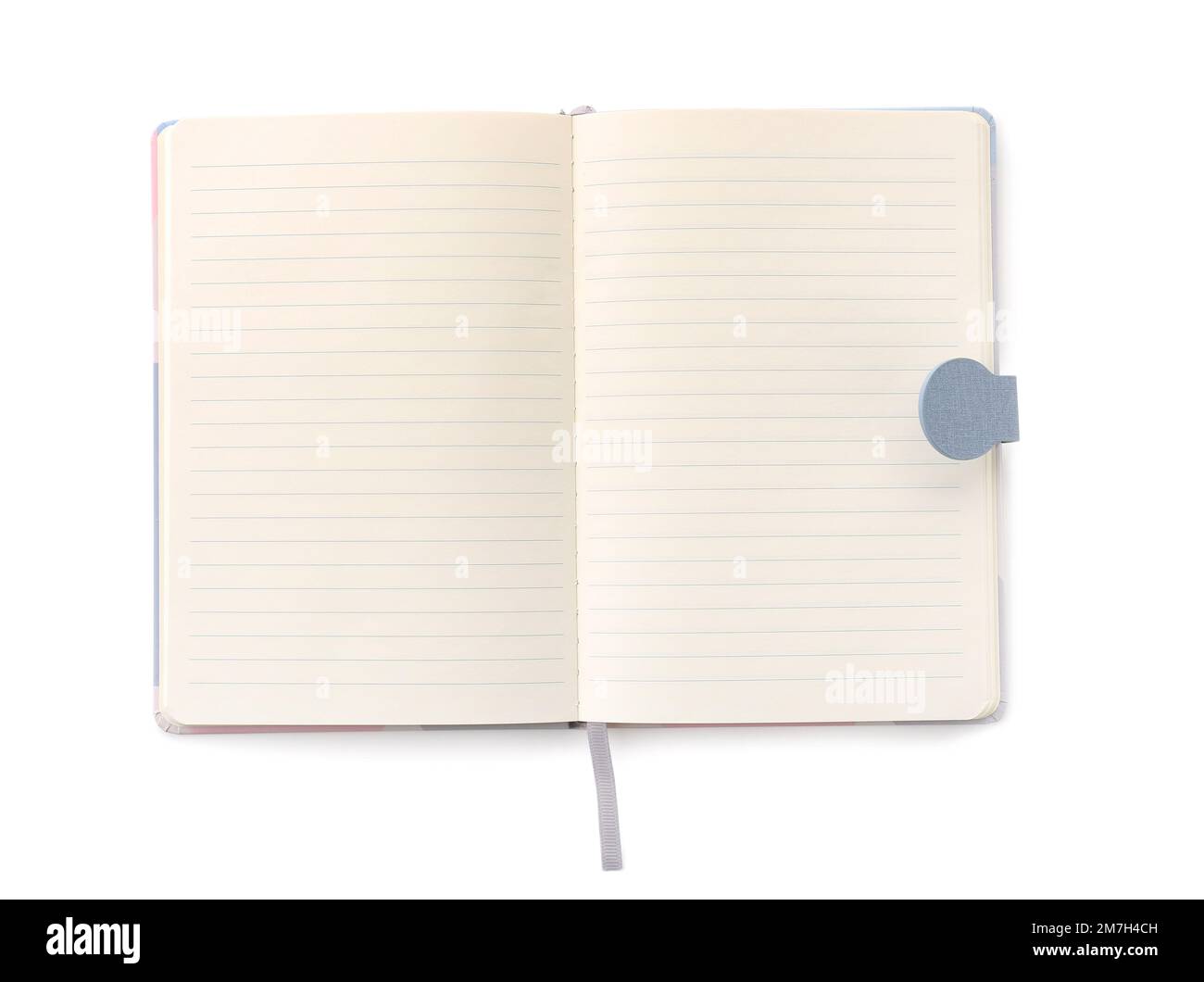 Open notebook isolated on white background Stock Photo - Alamy