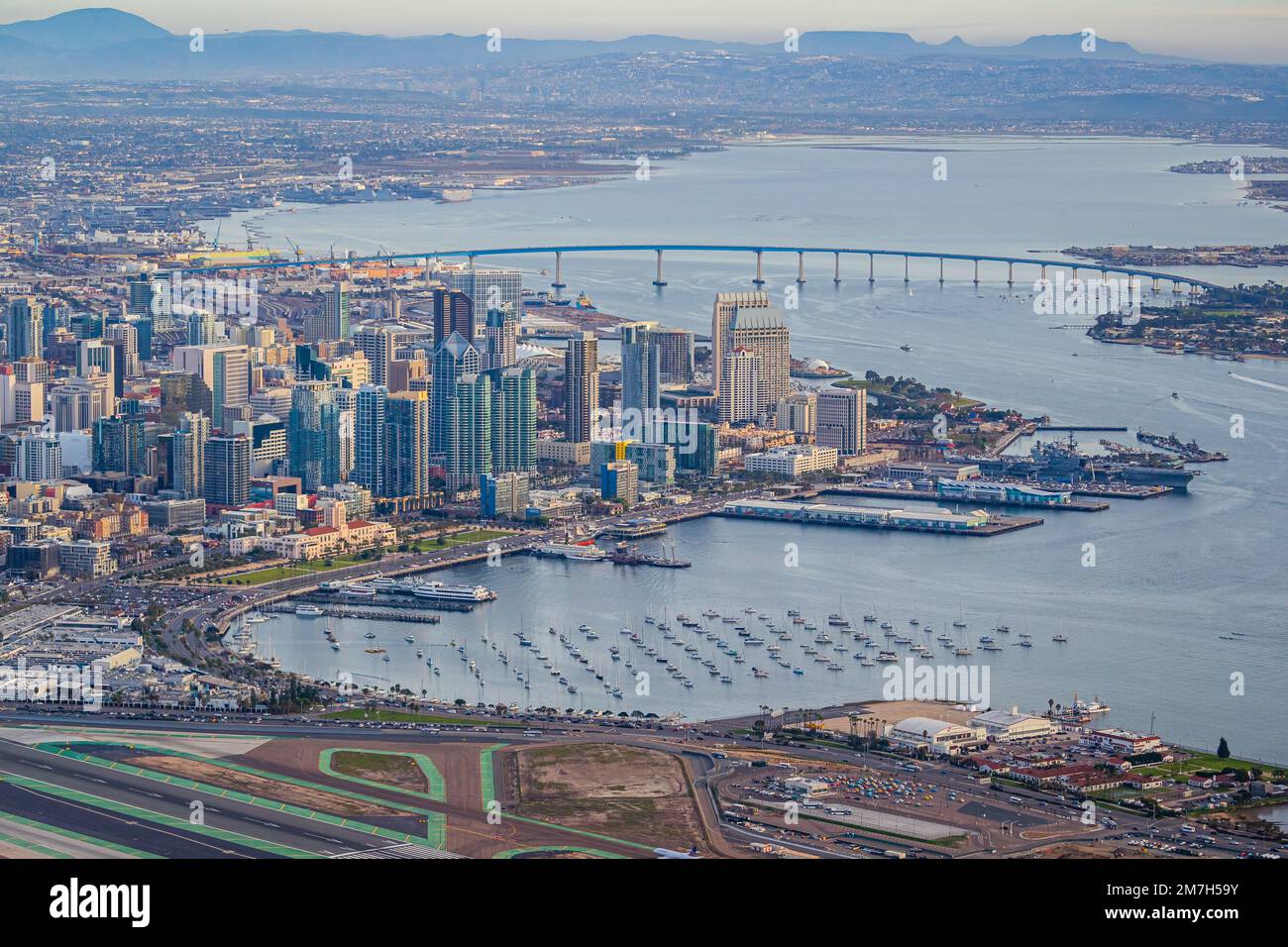 Downtown San Diego Intentional Airport Skyline Photography Stock Photo