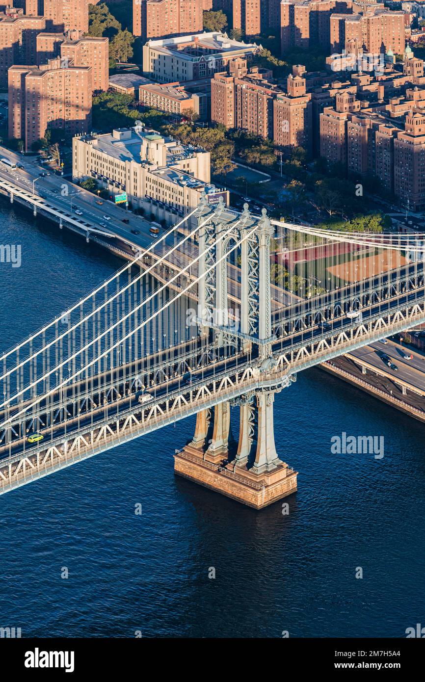 Manhattan Bridge East River Parkway New York City Aerial Photogr Stock