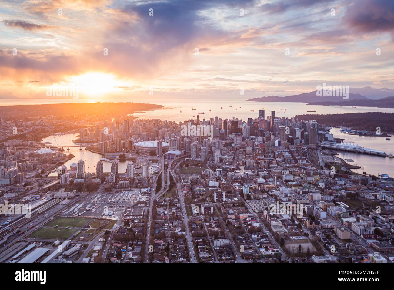 Vancouver Skyline Increidble Sunset Aerial Stock Photo - Alamy