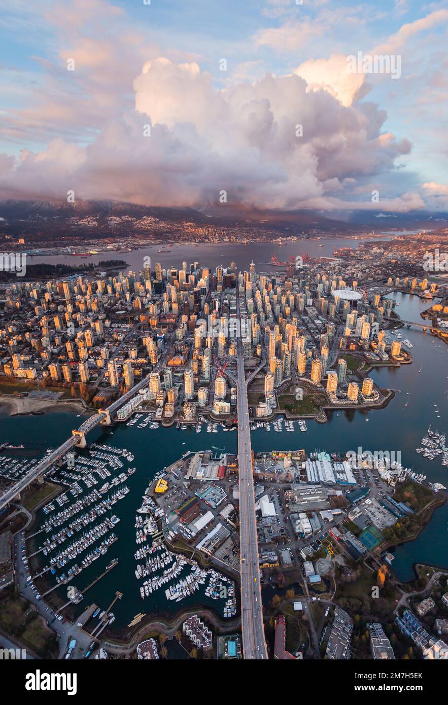 False Creek Downtown Vancouver Sunset Skyline Aerial Stock Photo - Alamy