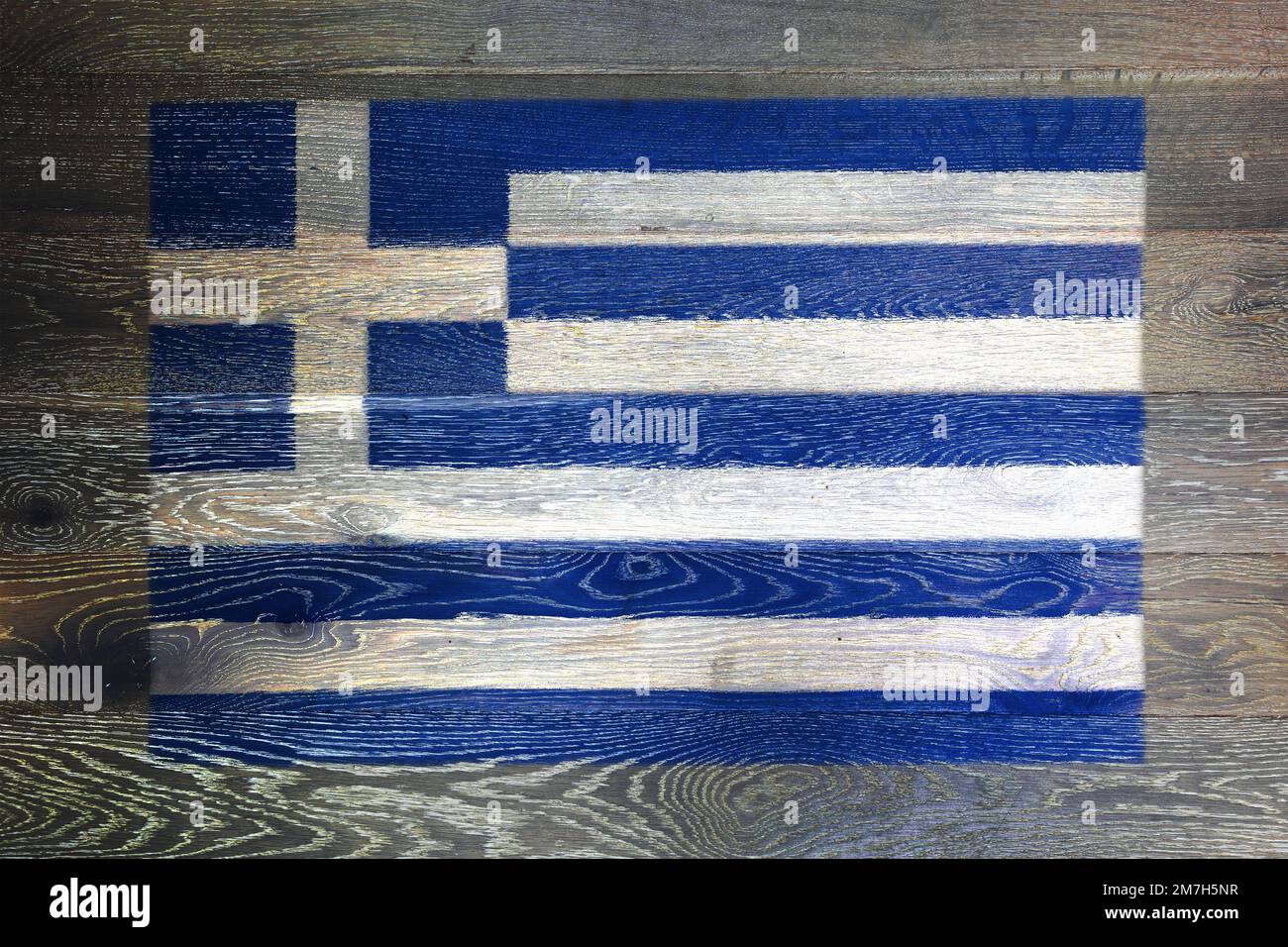 Greece flag on rustic old wood surface background Stock Photo - Alamy