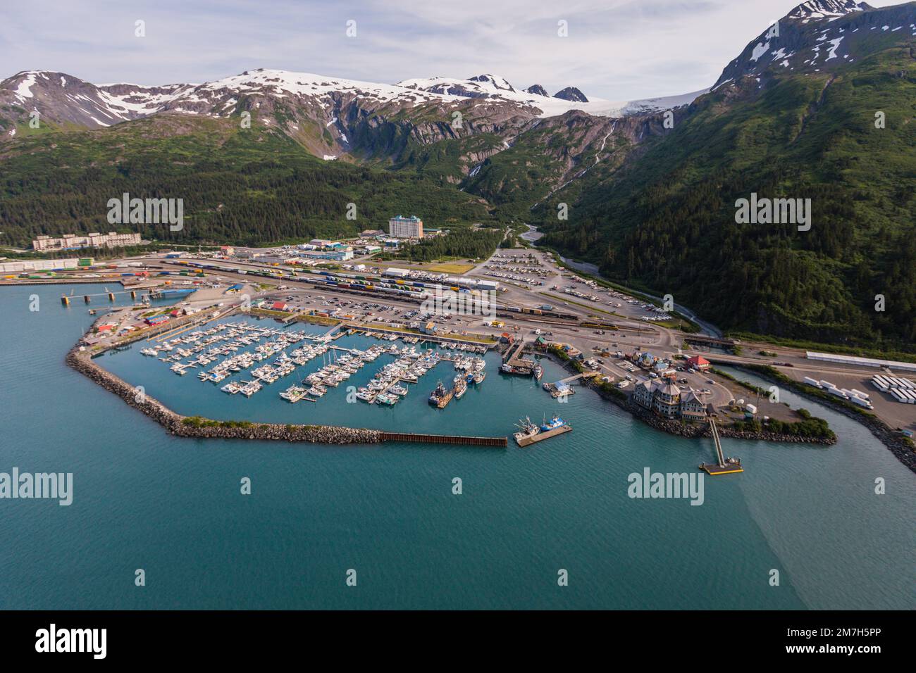 Downtown Whittier Alaska Aerial Photography Stock Photo Alamy