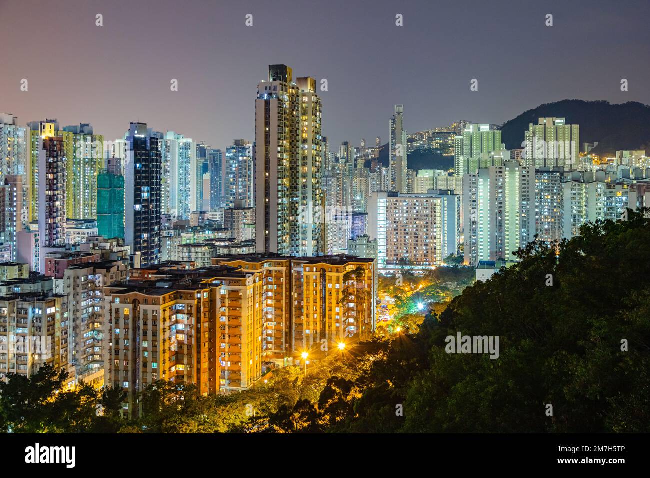 Kowloon Hong Kong - Night Skyline Photography Stock Photo - Alamy