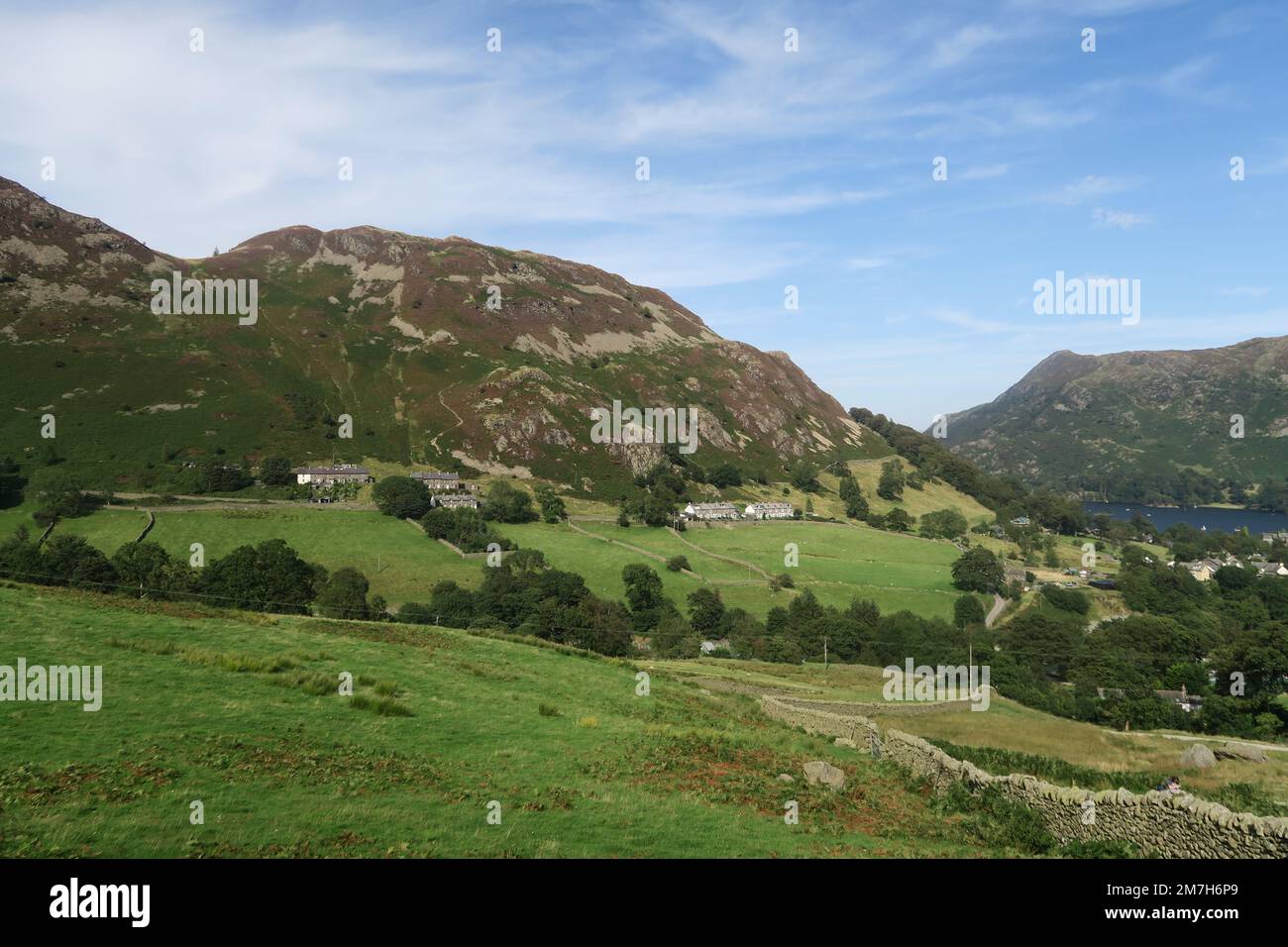 Greenfields England A natural view of greenfield and mountain in Glenridding, England Stock ...