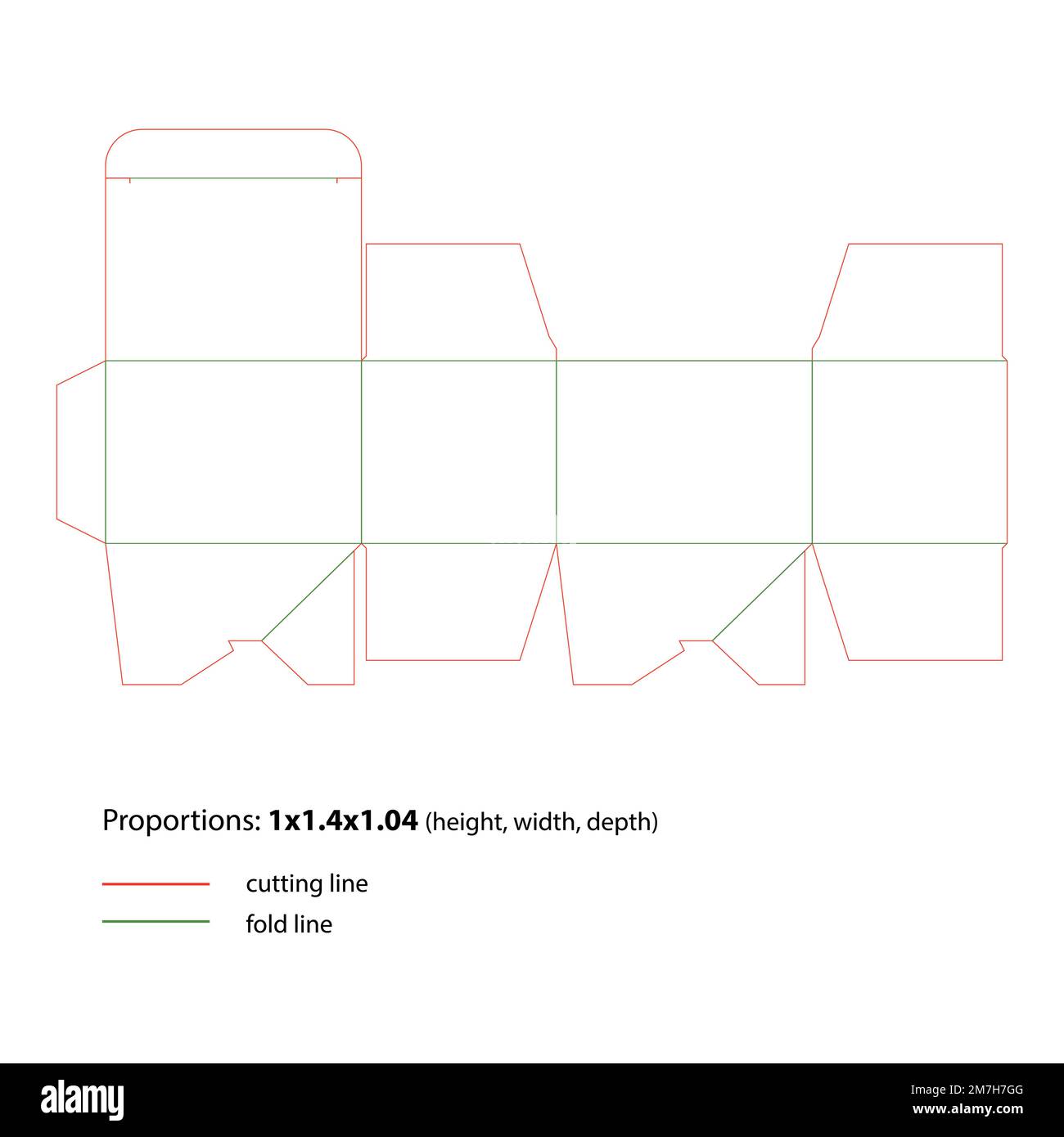 Diecutting of packaging with cut and fold lines. Vector Stock Vector