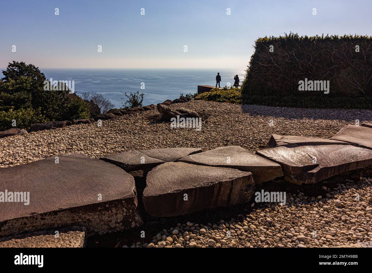 Enoura Observatory Garden   Based on the concept of a return to the origins of mankind and art, the Enoura Observatory was created on a scenic spot on Stock Photo