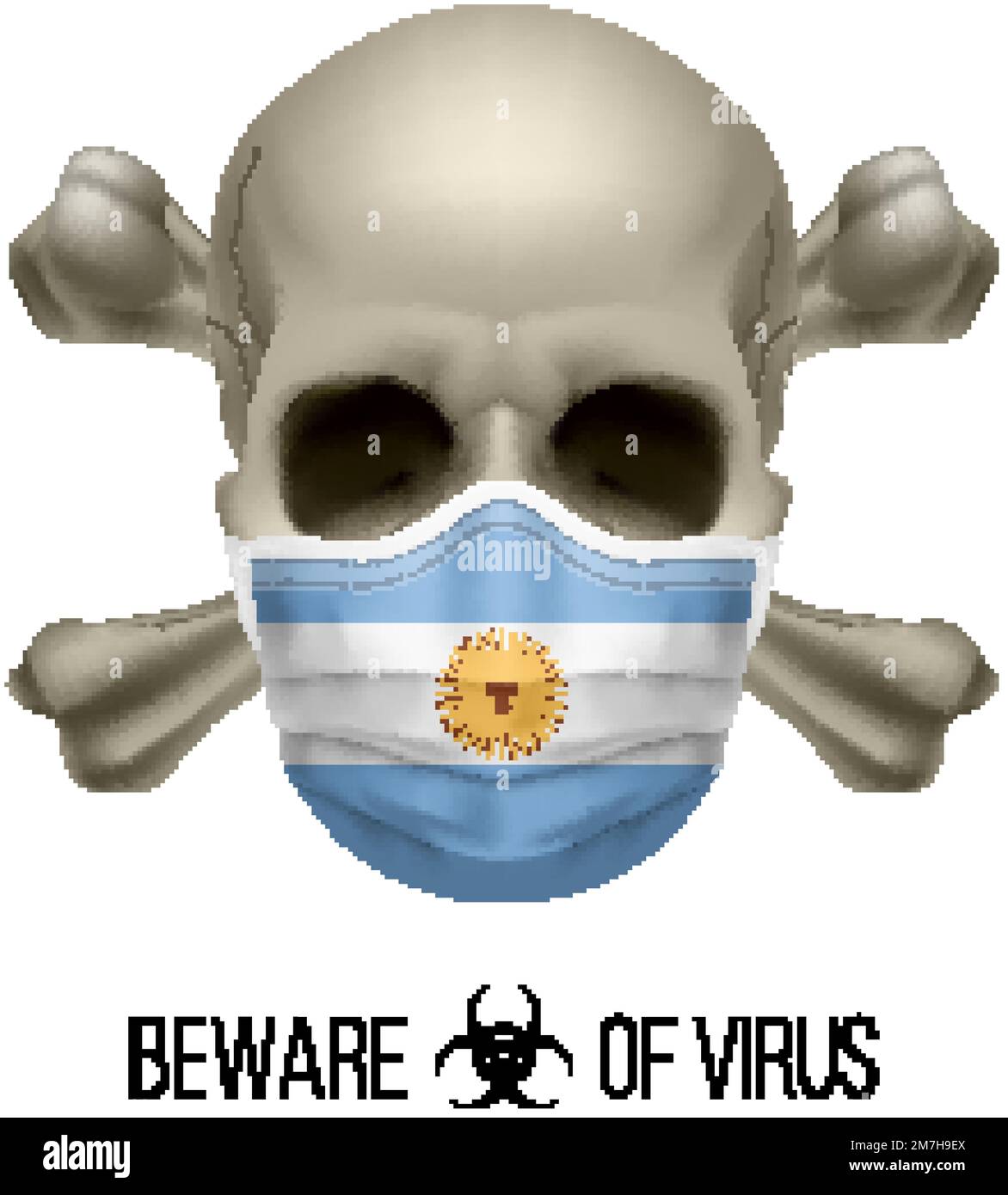 Human Skull with Crossbones and Surgical Mask in the Color of National ...