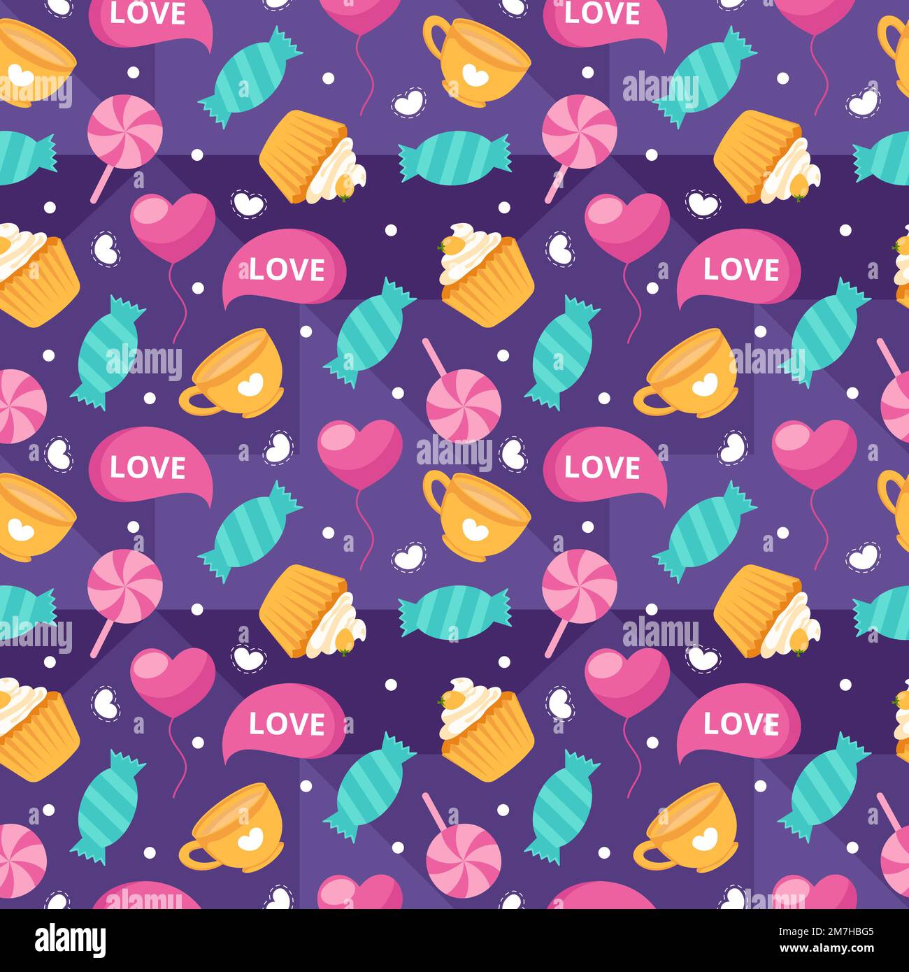 Happy Valentines Day Seamless Pattern Design Love Greeting Card ...