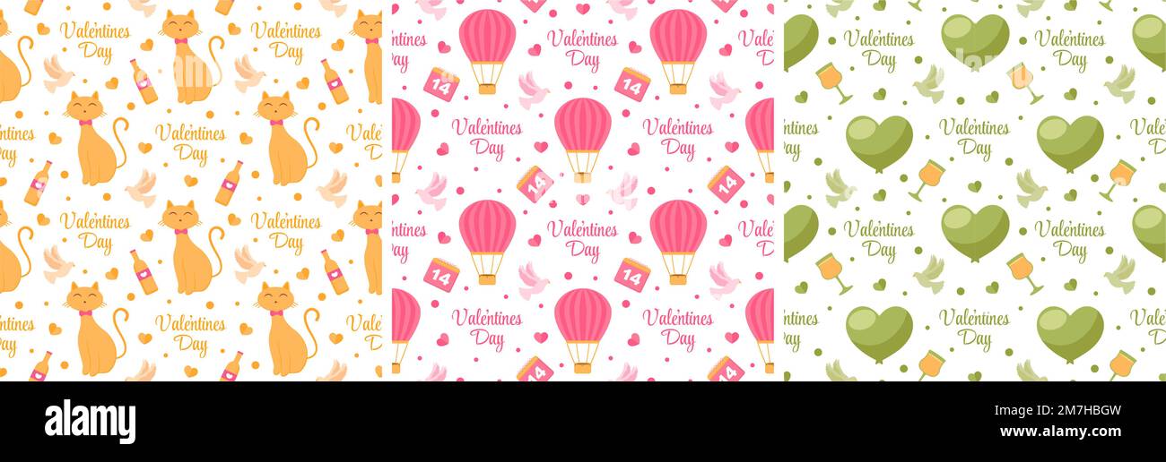 Happy Valentines Day Seamless Pattern Design Love Greeting Card ...
