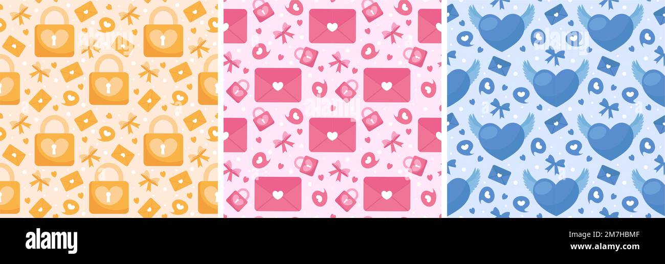 Happy Valentines Day Seamless Pattern Design Love Greeting Card ...