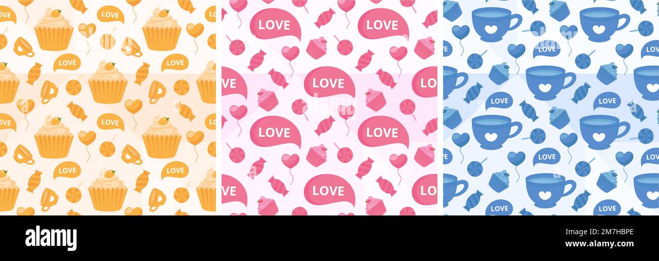 Happy Valentines Day Seamless Pattern Design Love Greeting Card ...