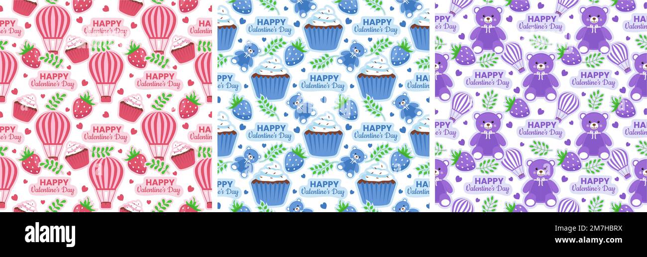 Happy Valentines Day Seamless Pattern Design Love Greeting Card ...