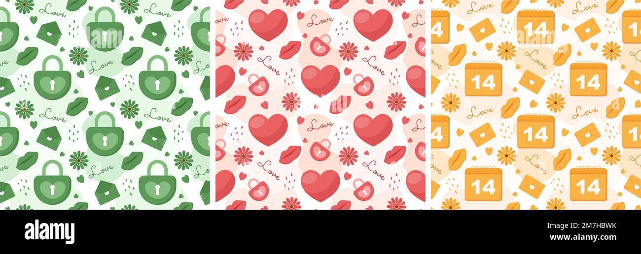 Happy Valentines Day Seamless Pattern Design Love Greeting Card ...
