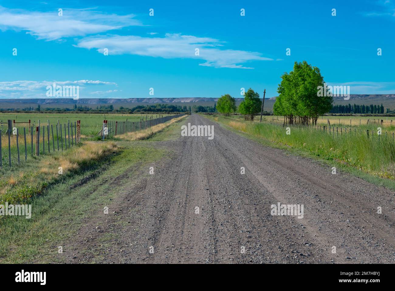 Gravel road near Trelew. Province of Chubut, Argentina Stock Photo