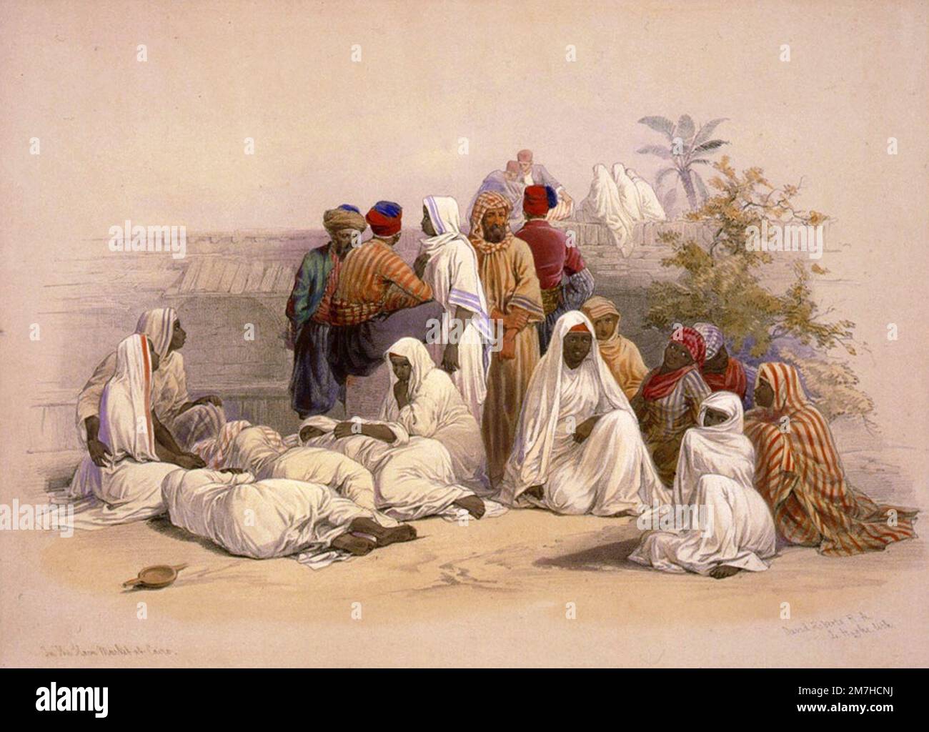 A painting showing barefooted slaves in Egypt and Nubia, by David Roberts Stock Photo