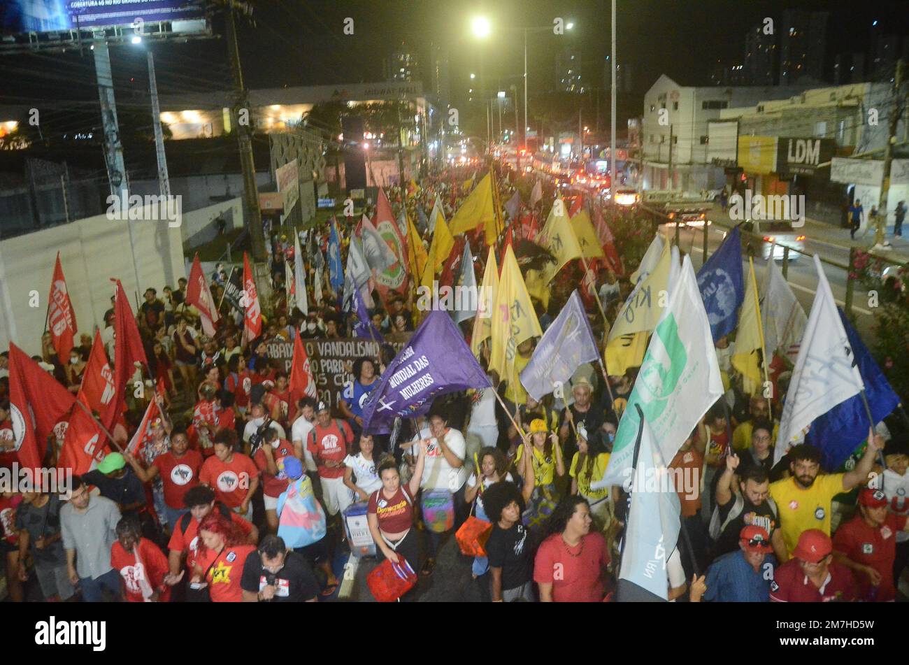 January 9, 2023, Natal, Rio Grande do Norte, Brasil: (INT) Pro -Democracy  Demonstration in Natal. January 09, 2023, Natal, Rio Grande Do Norte,  Brazil: Protesters gathered on Monday night (9) in an