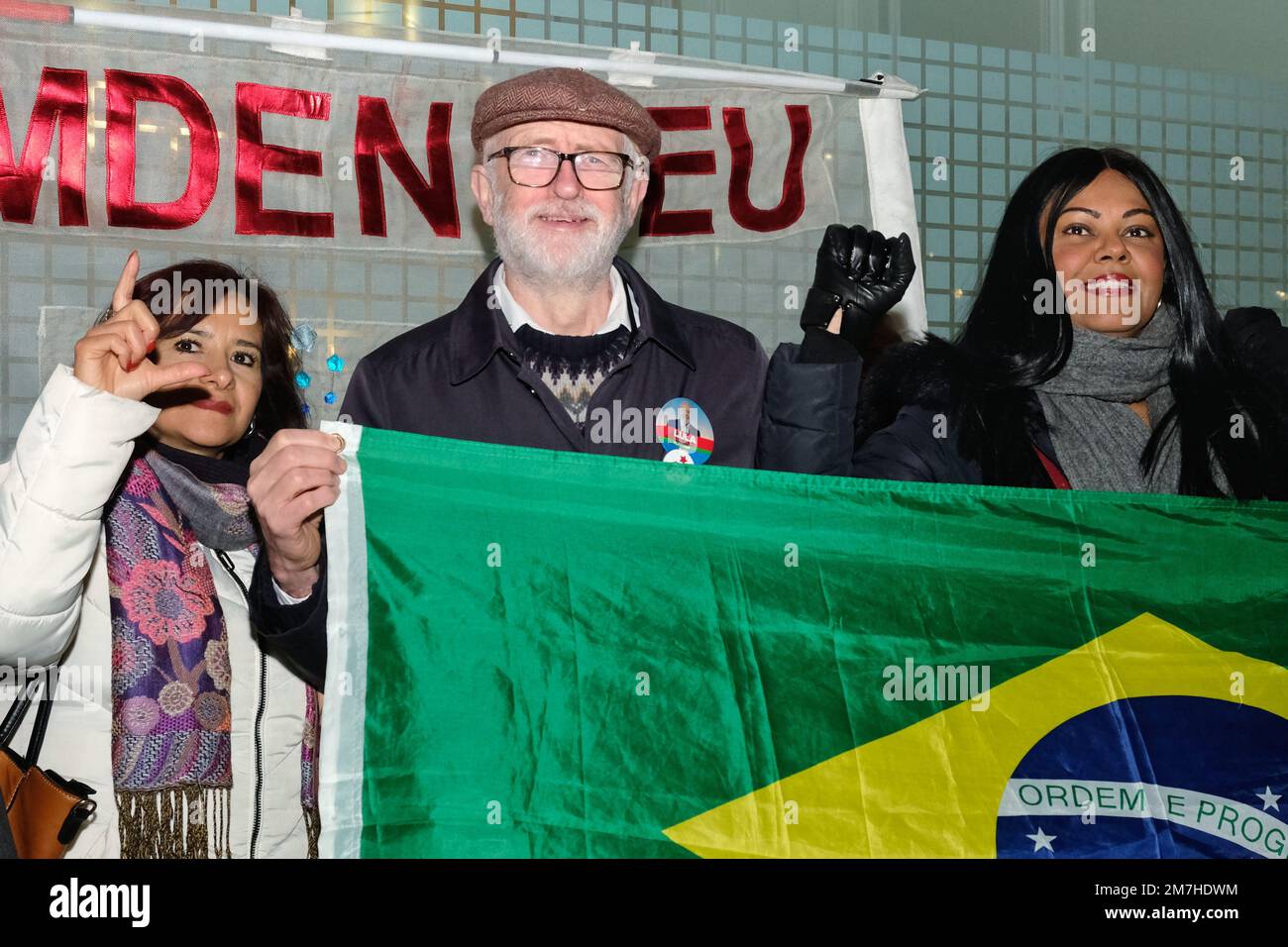 London, UK. 9th January, 2022. MP Jeremy Corbyn speaks at a pro-democracy and anti-racism rally, organised after pro-Bolsonaro supporters rioted in the capital, Brasilia and stormed the Congress building amongst other government offices. In recent weeks rioters camped near military bases with the aim of persuading the military to stage a coup and oust newly inaugarated President Luiz Inacio Lula da Silva from office. Credit: Eleventh Hour Photography/Alamy Live News Stock Photo