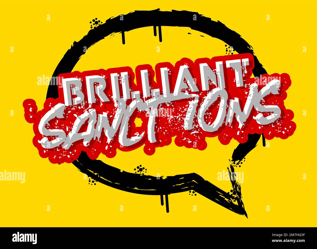 Brilliant Sanctions. Graffiti tag. Abstract modern street art