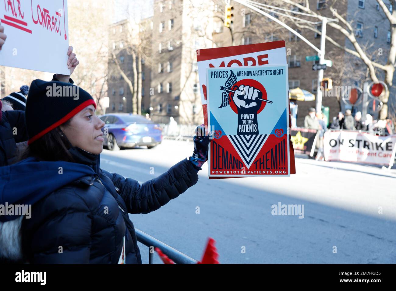 Monday January 9, 2023 NYC Nurses go on strike in front of Mount Sinai
