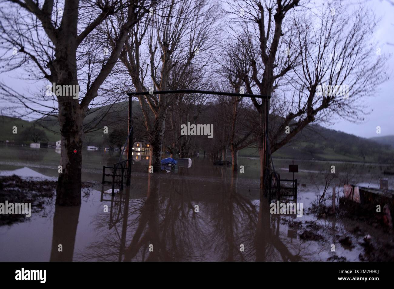 GIlroy, CA, USA. 9th Jan, 2023. GIlroy, CA Flooding from the Uvas