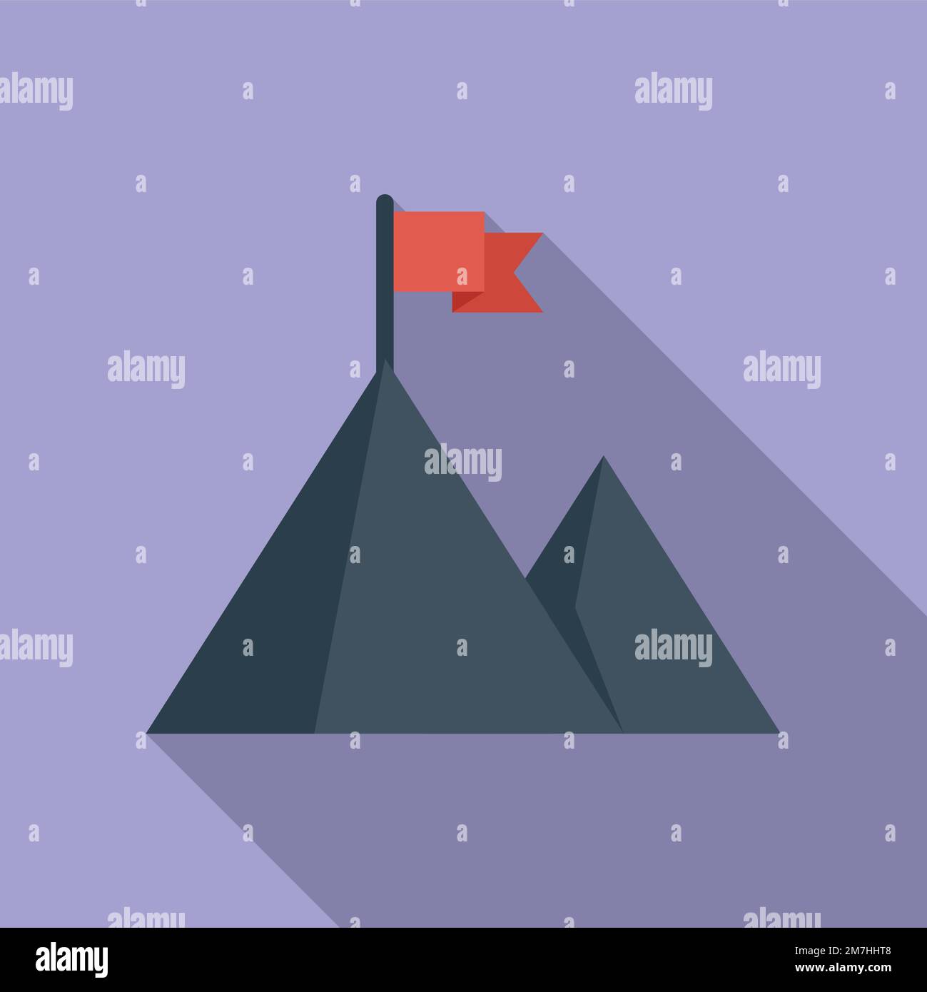 Path flag on mountain icon flat vector. Top career. Success reach Stock ...