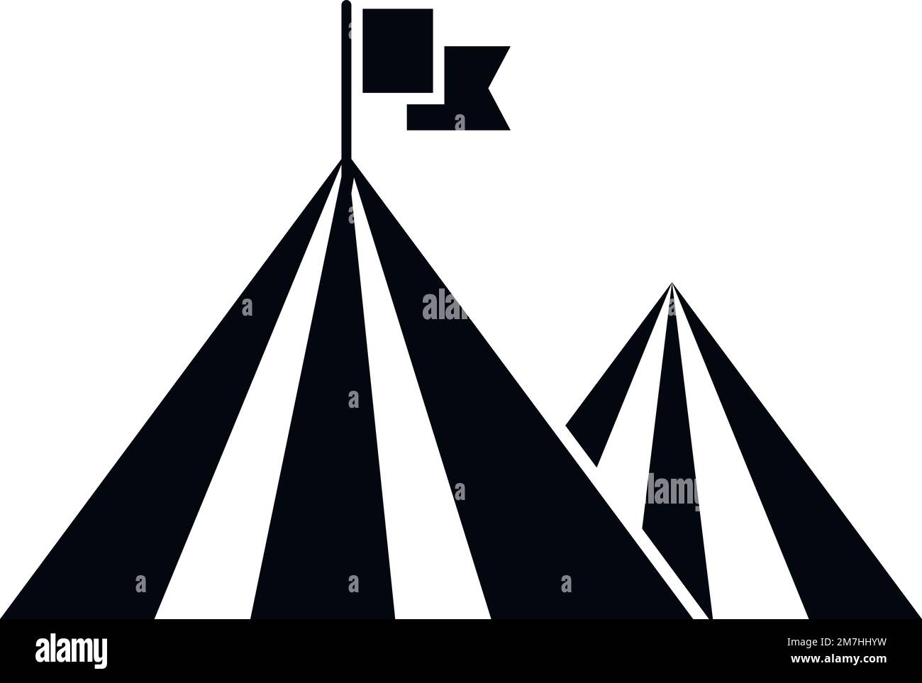 Rise flag on mountain icon simple vector. Top career. Peak concept ...