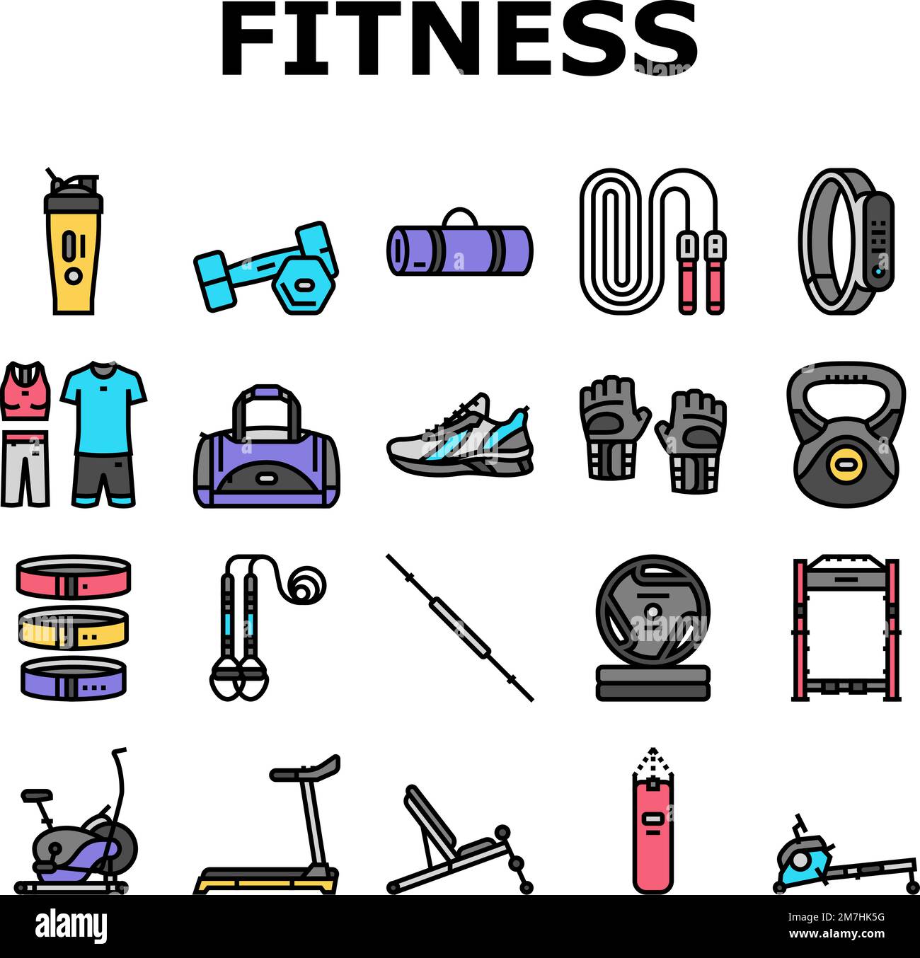 fitness sport gym healthy icons set vector Stock Vector Image & Art - Alamy