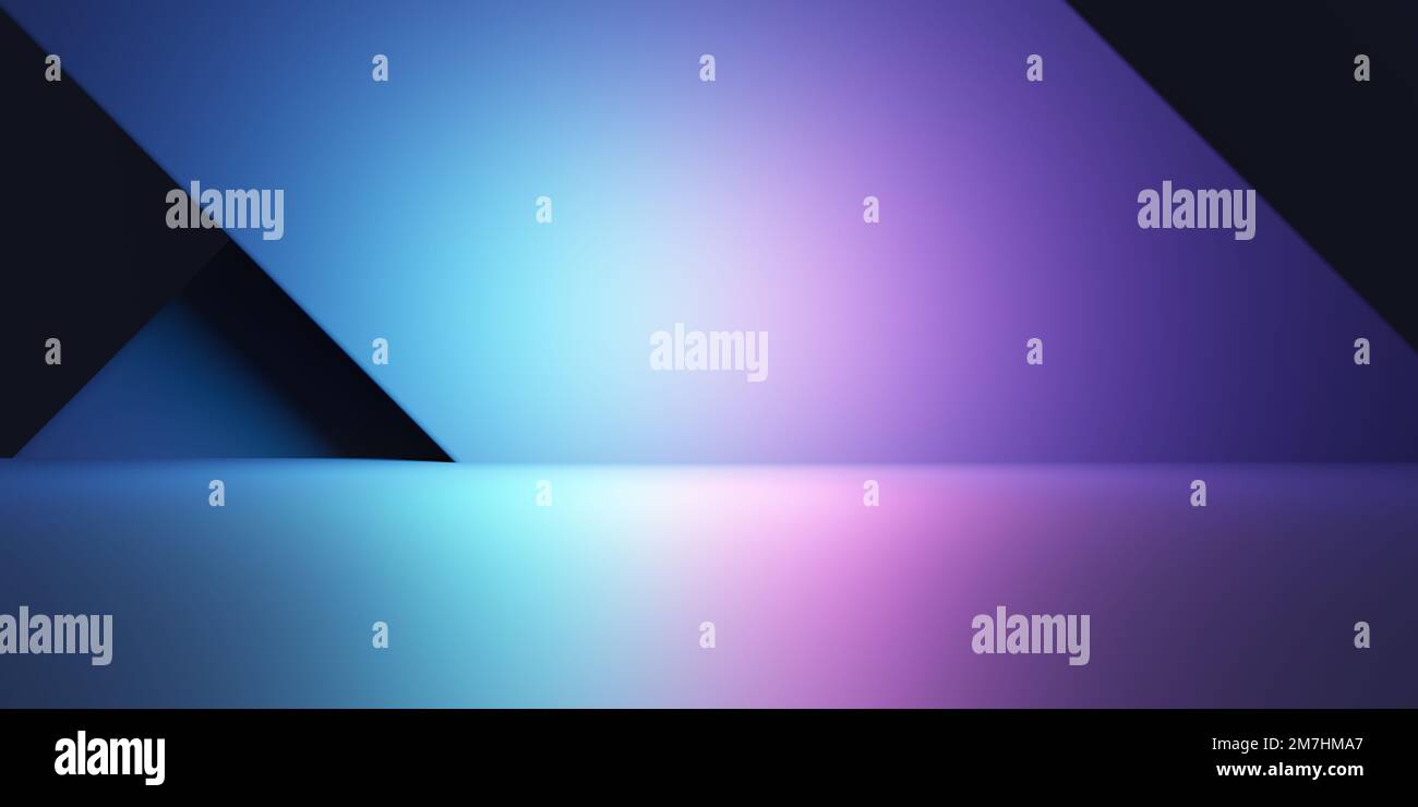 3d rendering of purple and blue abstract geometric background. Scene for advertising, technology, showcase, banner, cosmetic, fashion, business Stock Photo
