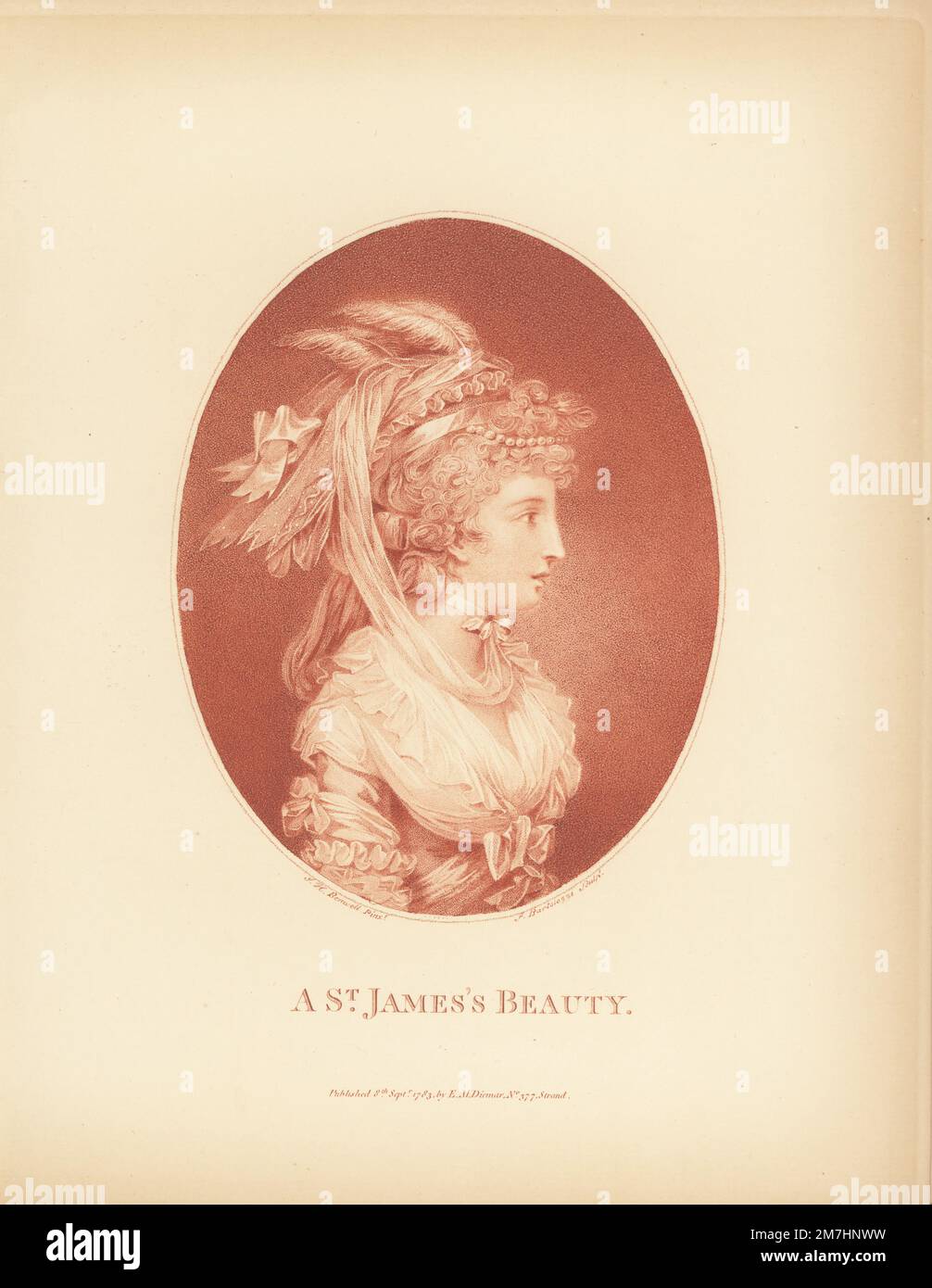 Oval portrait of Priscilla Burrough as a St. James Beauty 1783