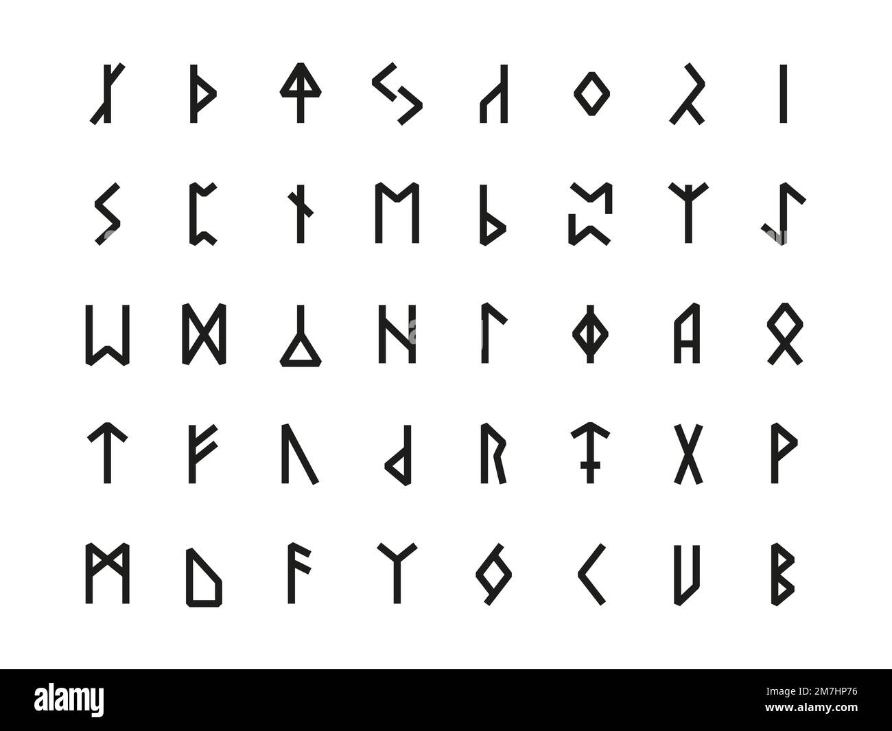 Runic hieroglyphics. Ancient nordic celtic alphabet with carved runes, old scandinavian sacred script letters germanic futhark culture signs. Vector collection of alphabet nordic illustration Stock Vector