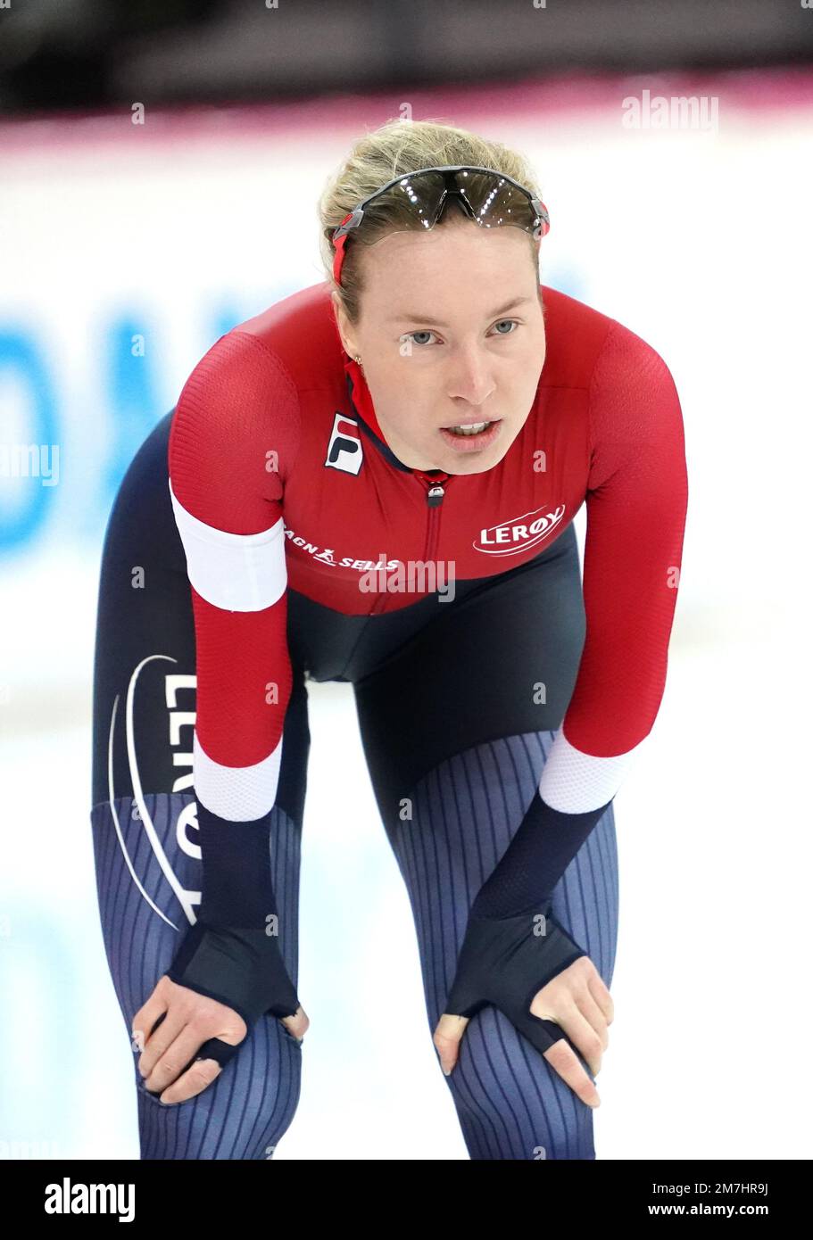 Ragne Wiklund (NOR) in action on 1500m women Allround during ISU ...