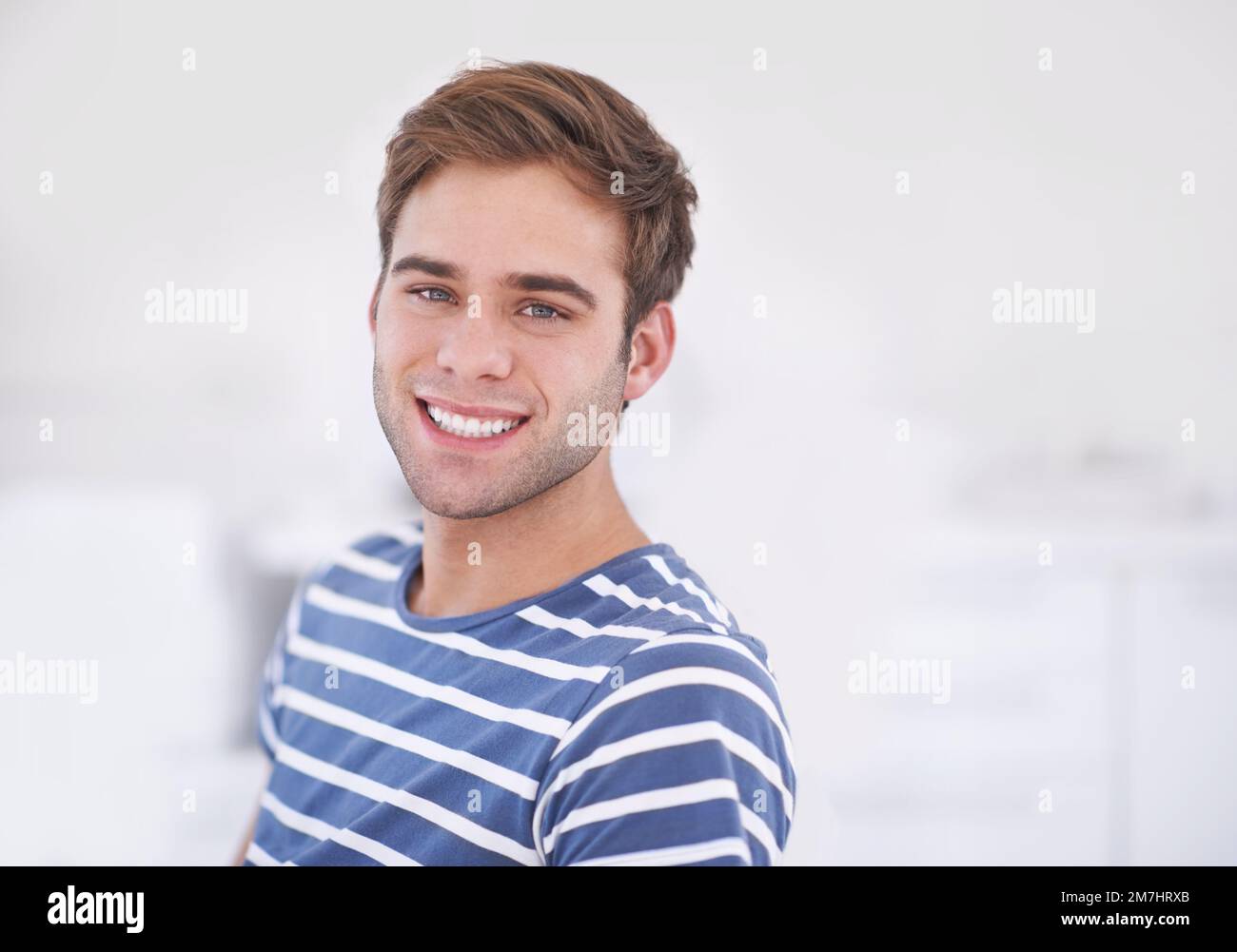 Rear view happy young man hi-res stock photography and images - Alamy