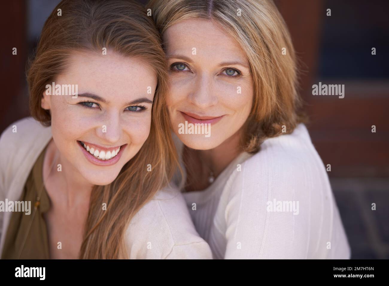 They have a special relationship. Portrait of a loving mother and daughter standing close together. Stock Photo