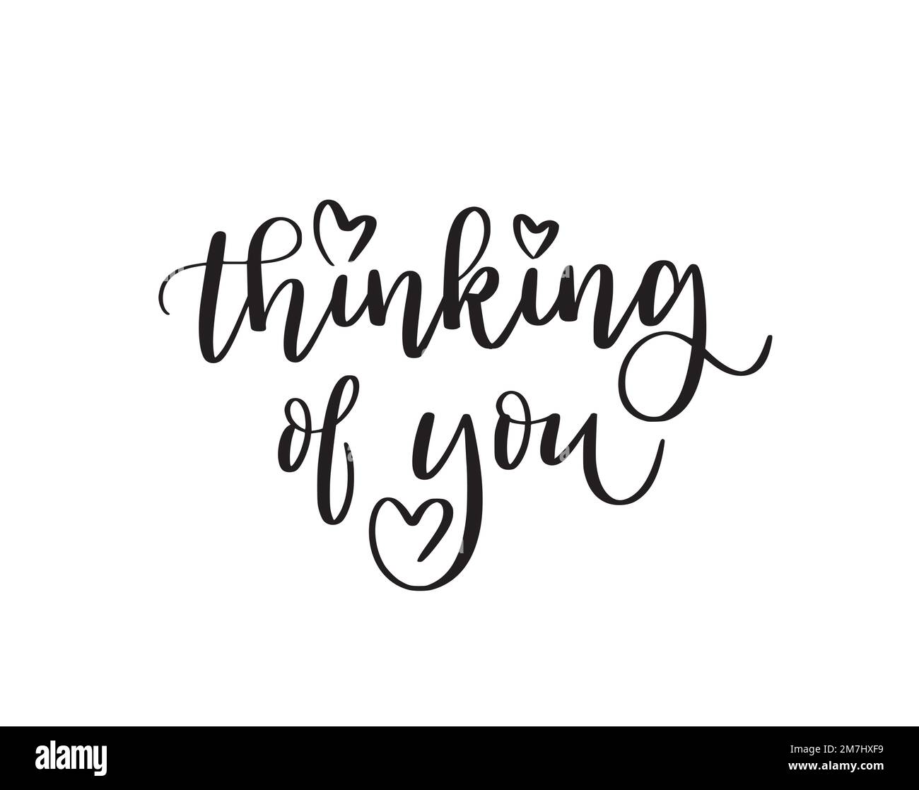 Thinking of you. Romantic quote. Brush calligraphy text Stock Vector