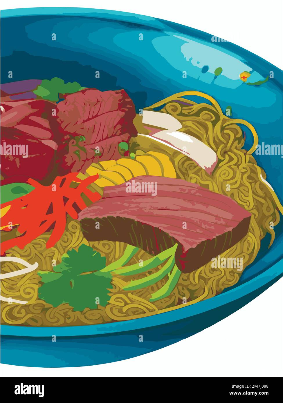Noodles, Asian foods, Chinese food colorful illustration. Vector
