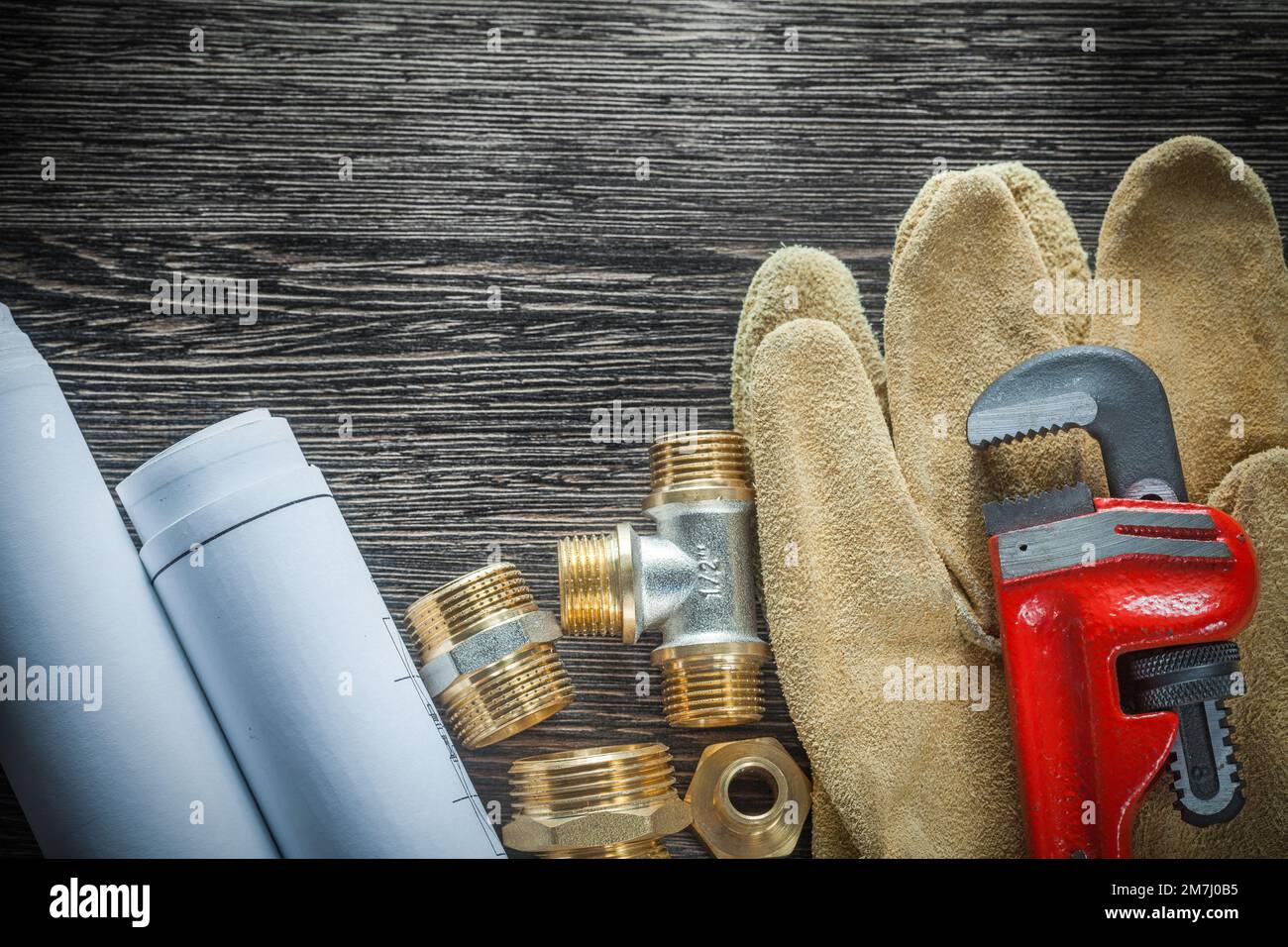 Plumbing pipe wrench fittings rolled engineering drawings water valve ...