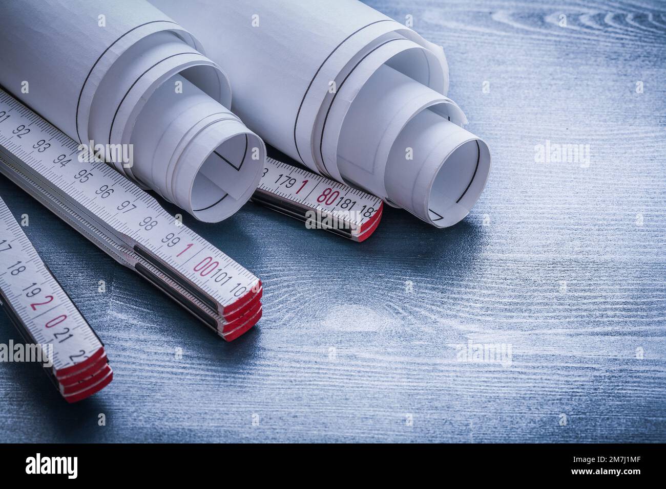 Two rolled blueprints on hi-res stock photography and images - Alamy
